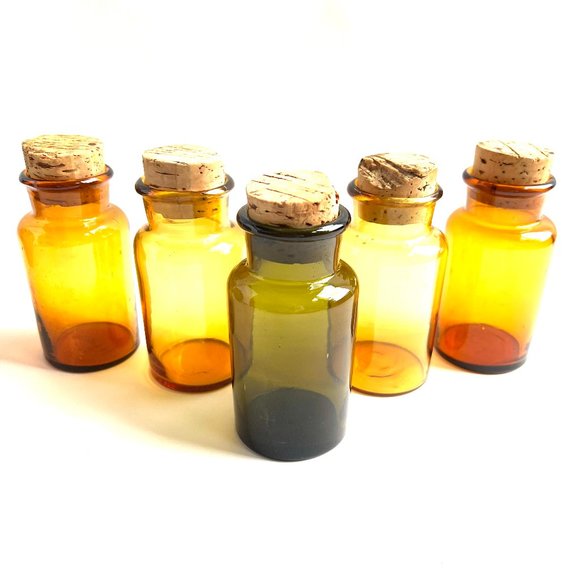5 Vintage Colored Bottles